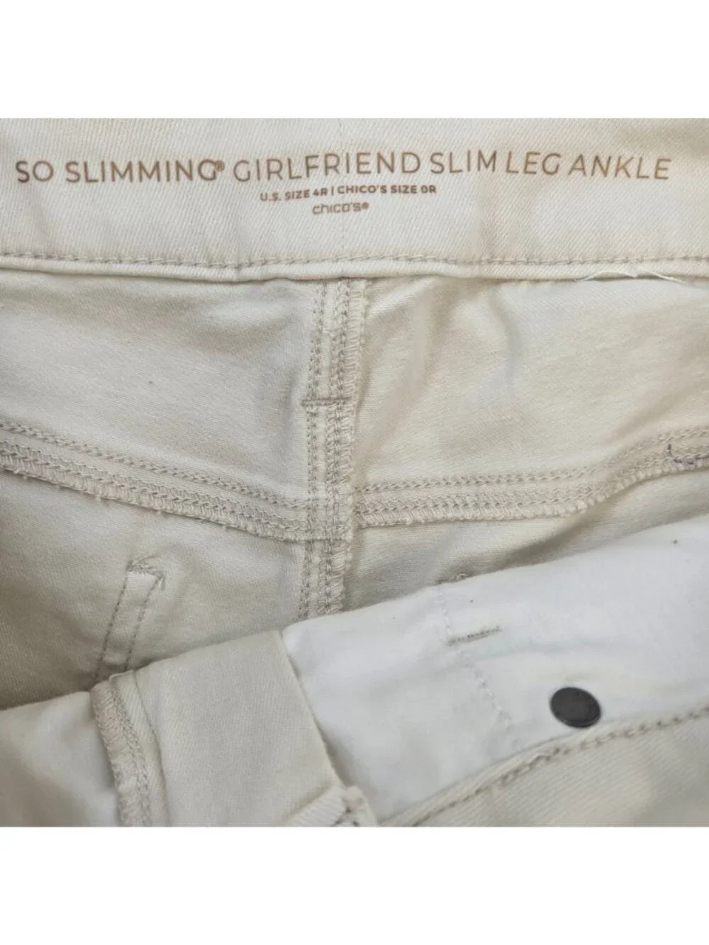 Chico's So Slimming Girlfriend Slim Leg Ankle Embroidered Jeans Size 4